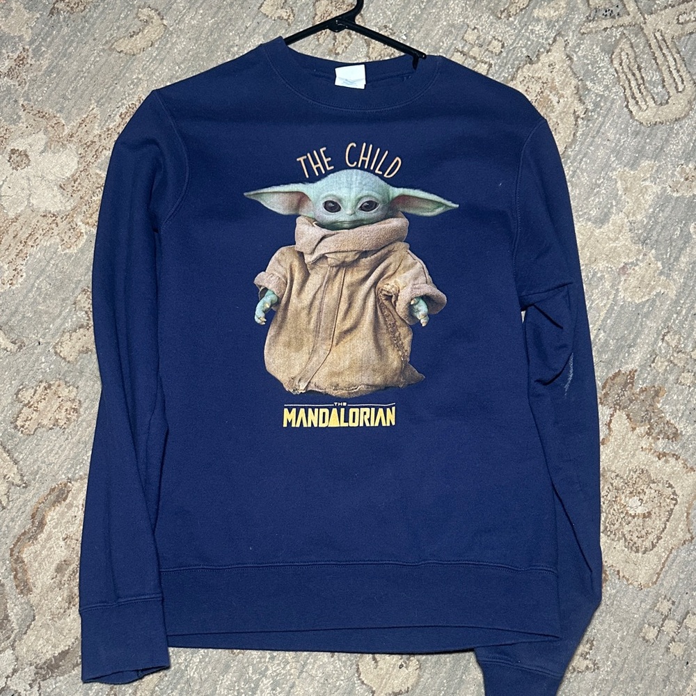 Star Wars The Child Mandalorian Blue Sweater